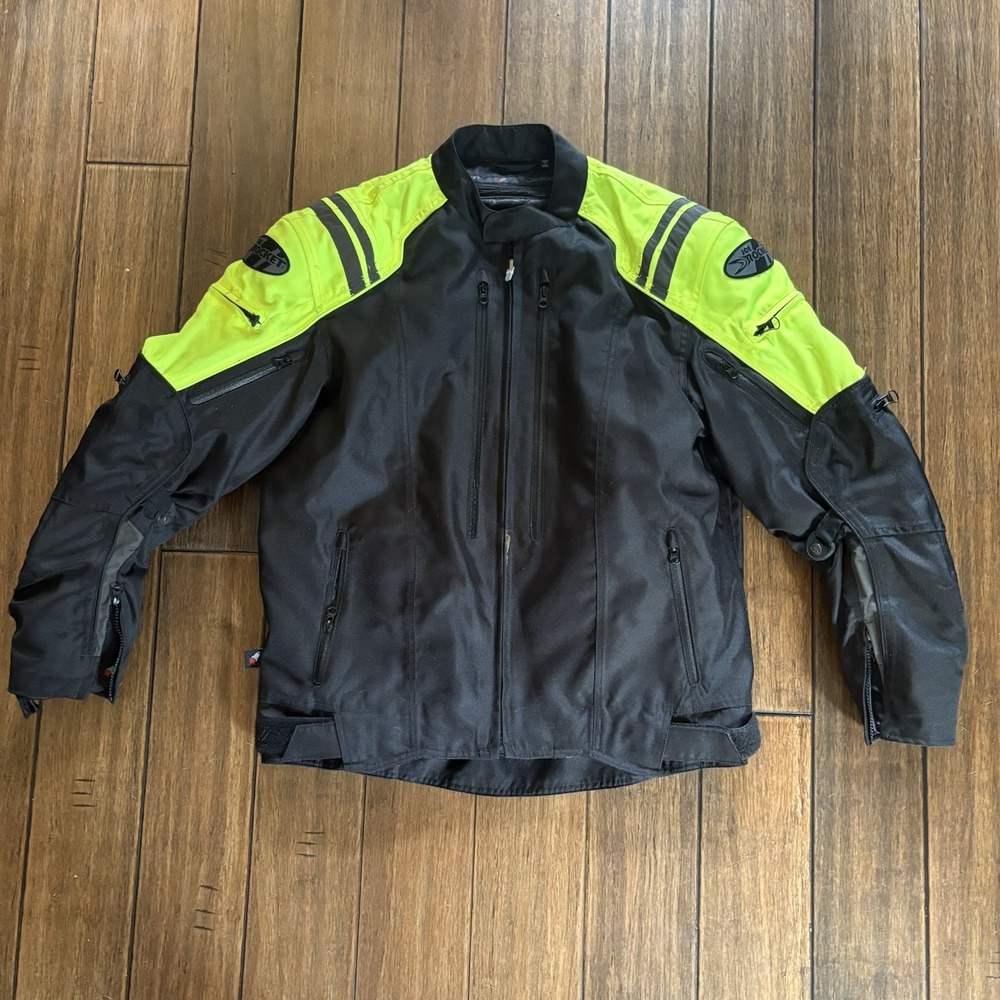 Joe Rocket Men's Large Black Hi Viz Armored Motorcycle Riding Jacket